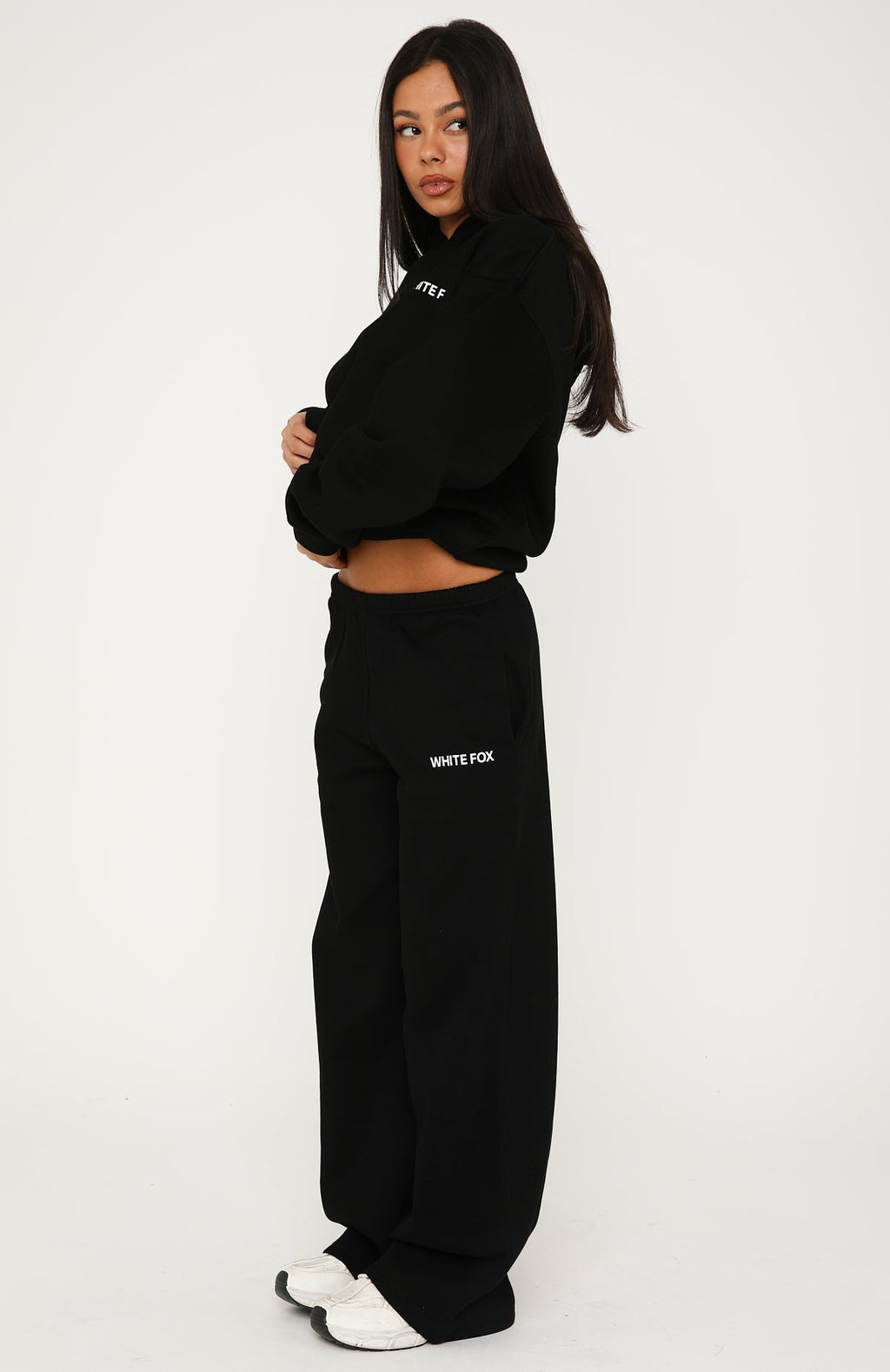 White Fox Core Classic Wide Leg Sweatpants Black
