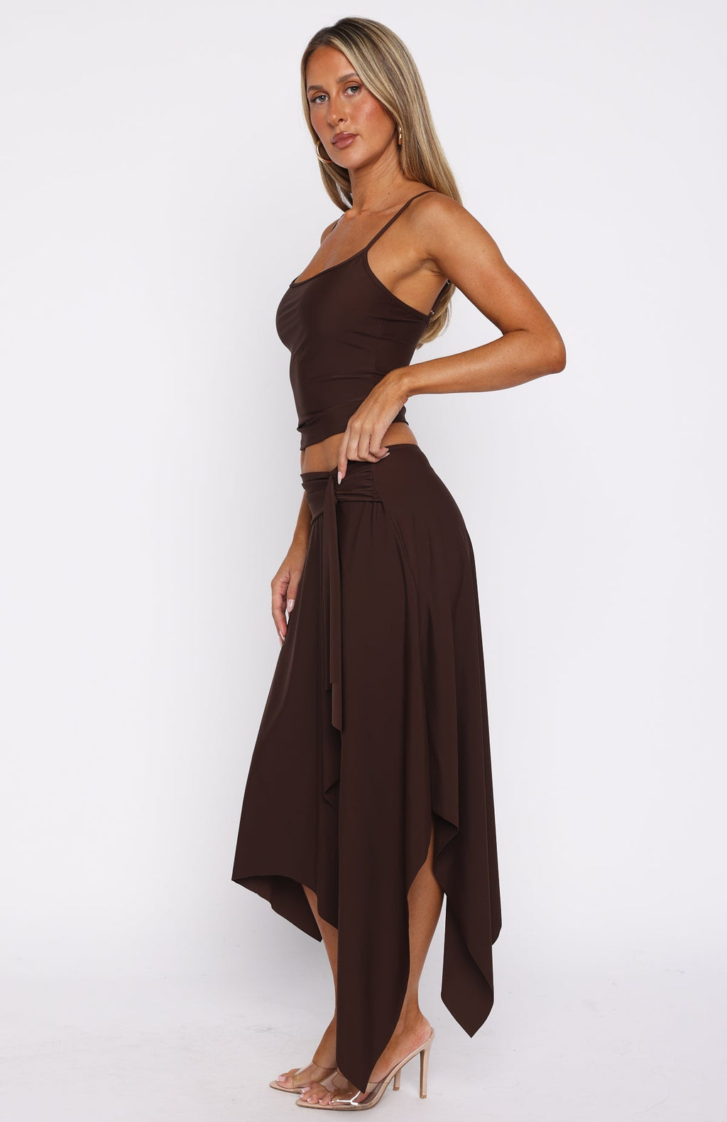 White Fox Free All Night Midi Skirt Chocolate
