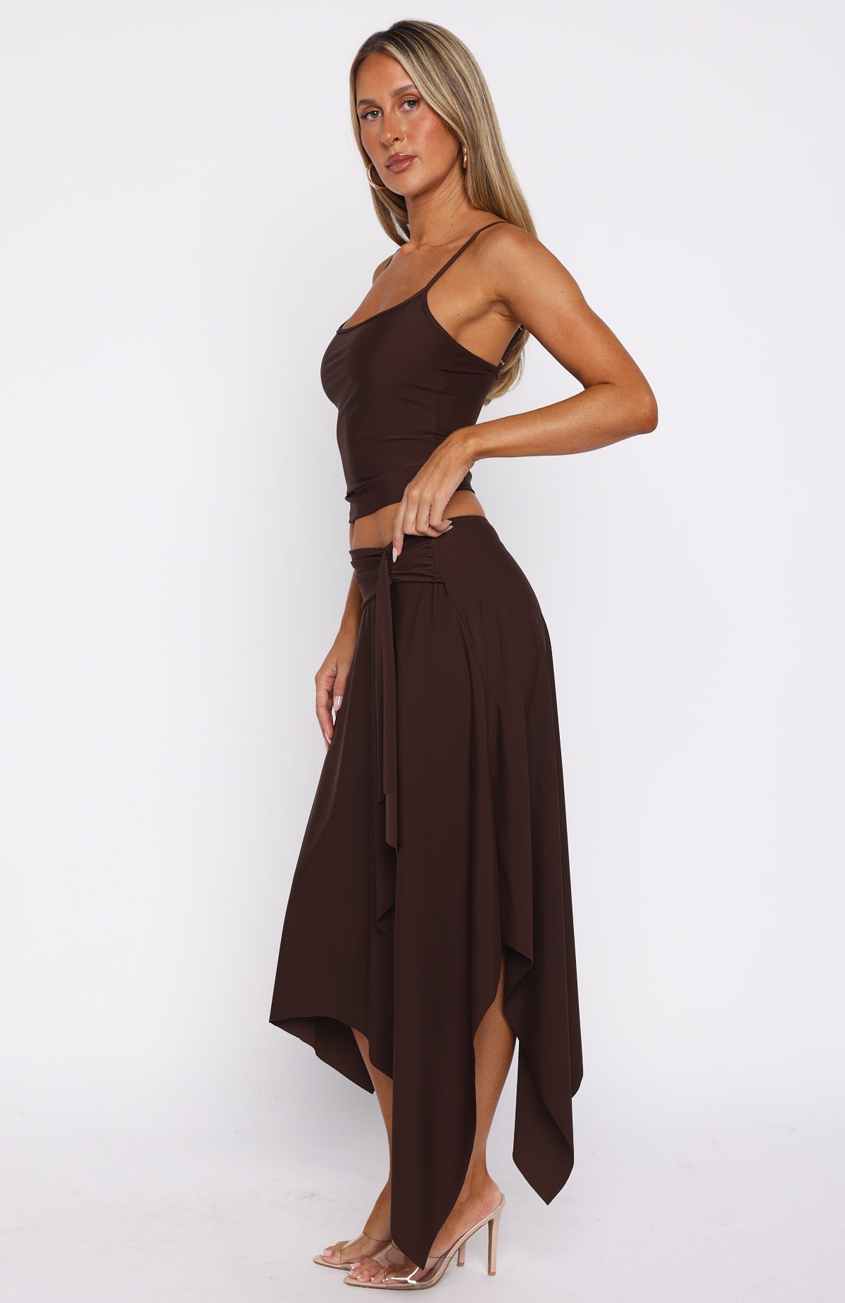 White Fox Free All Night Midi Skirt Chocolate