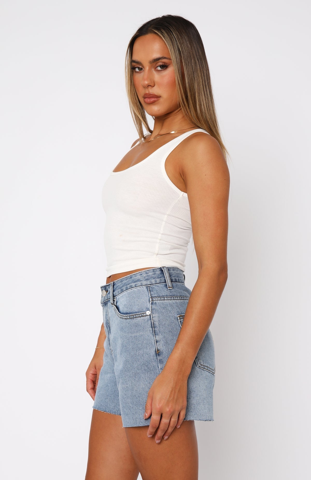 White Fox Keep It Brief Denim Shorts Blue