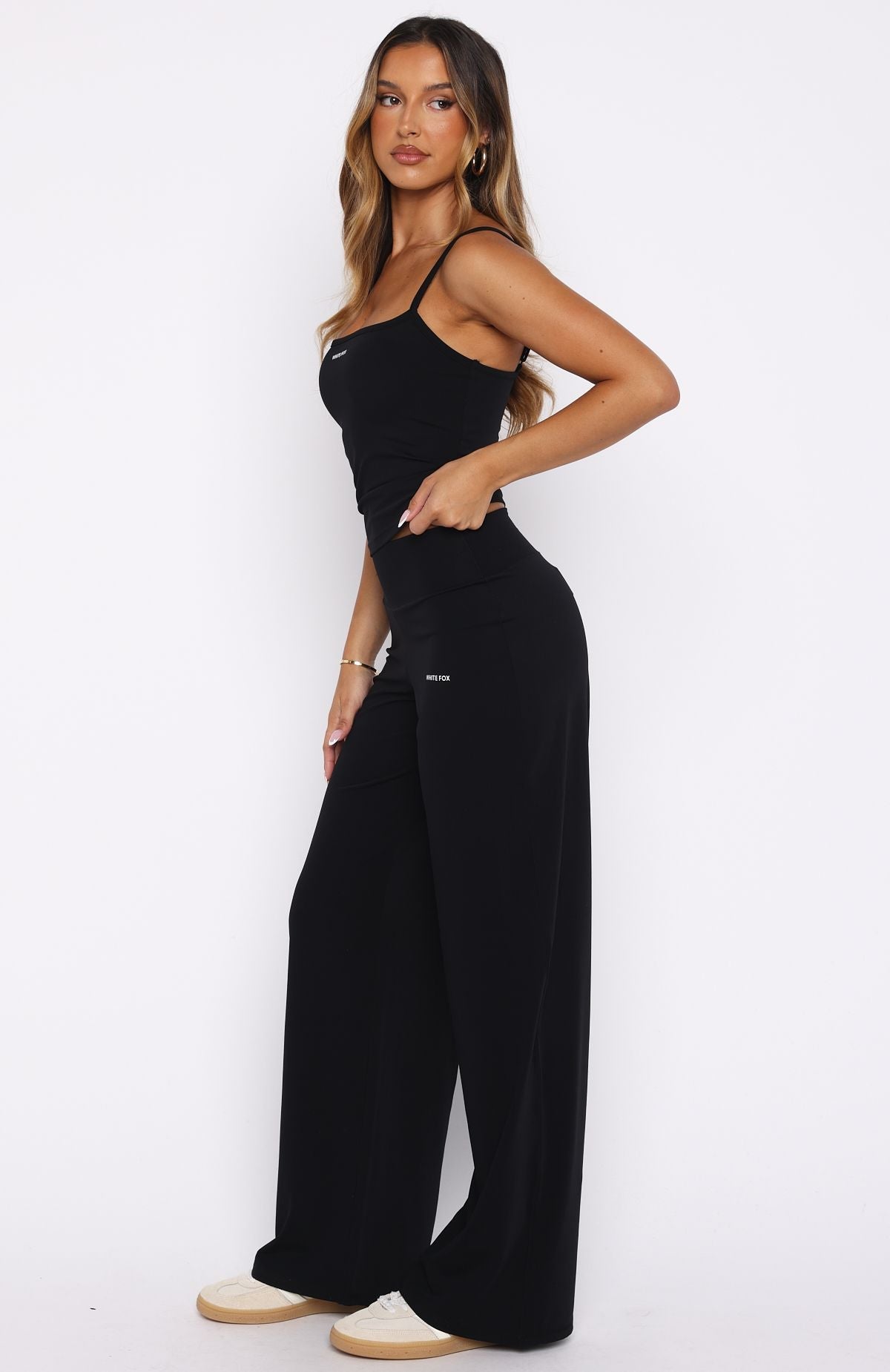 White Fox Core Strengths Wide Leg Pants Black