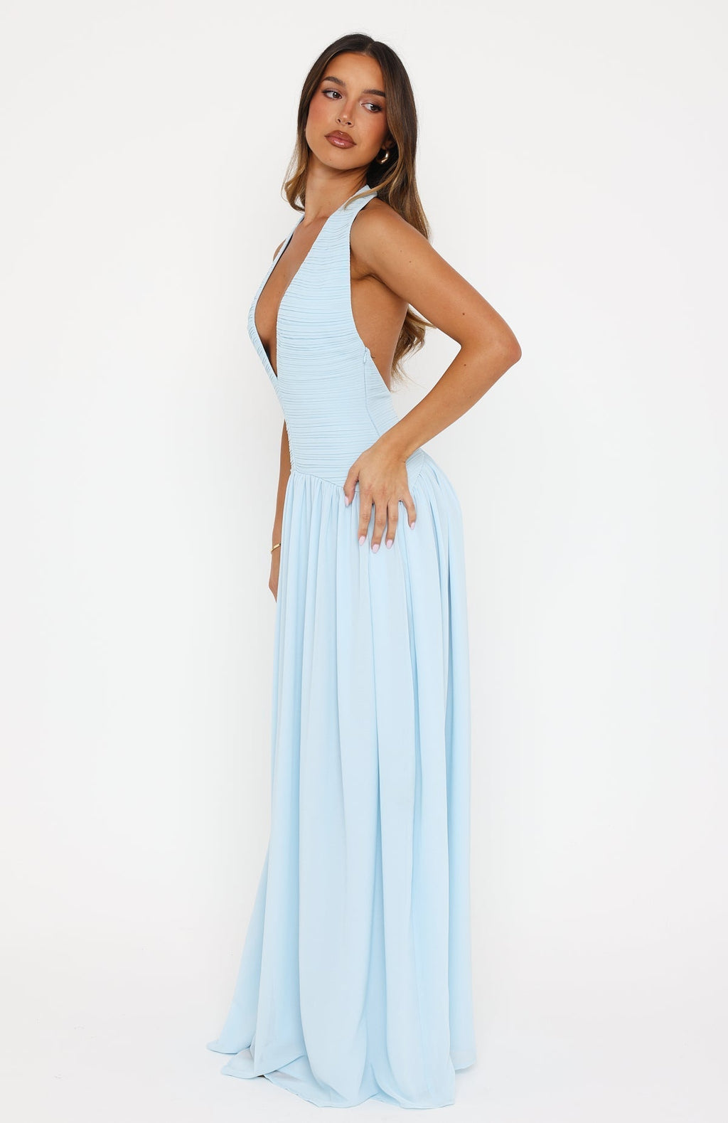 White Fox Dancing Dazzle Maxi Dress Baby Blue
