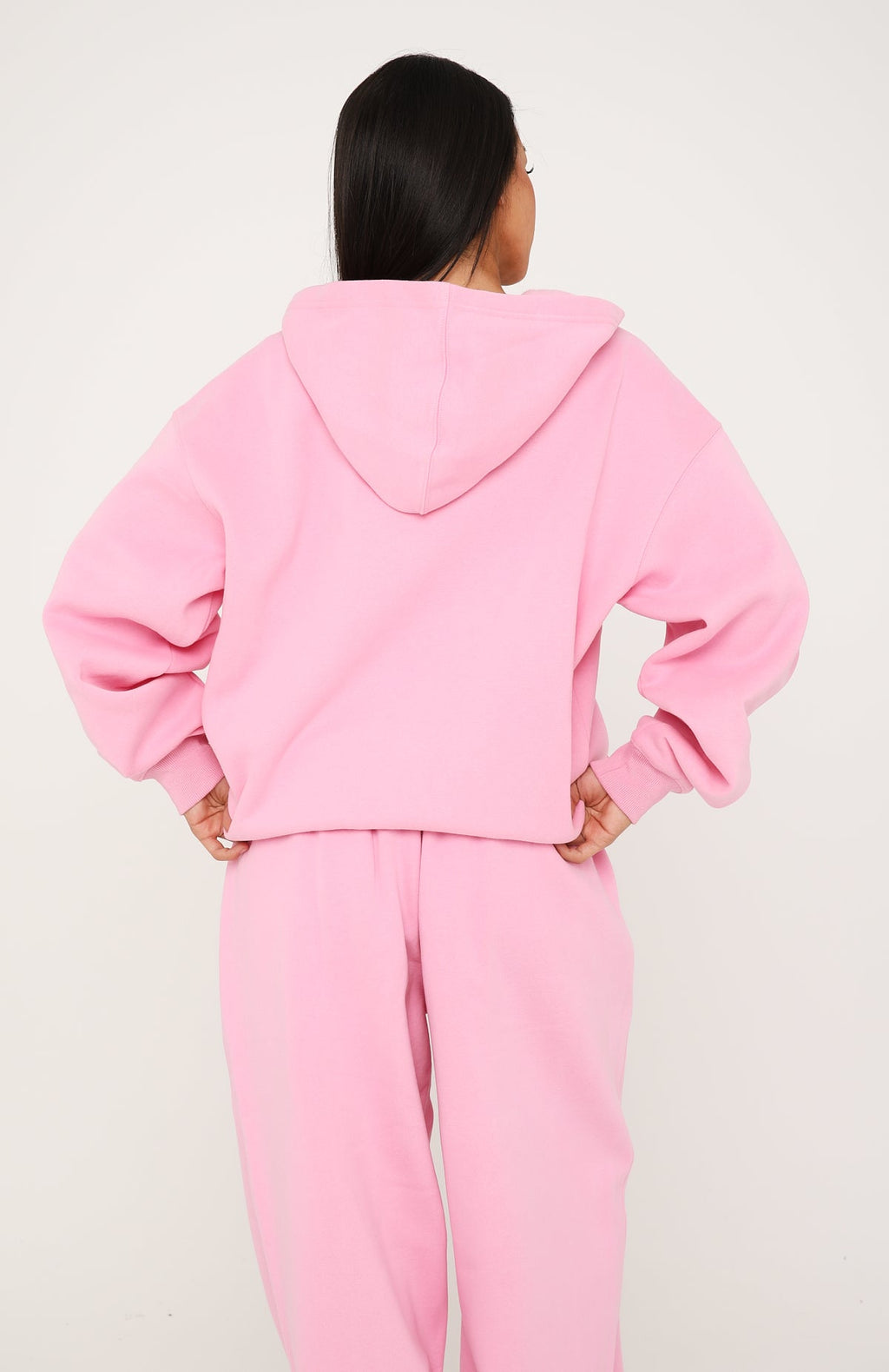 White Fox Core Classic Zip Front Hoodie Pink