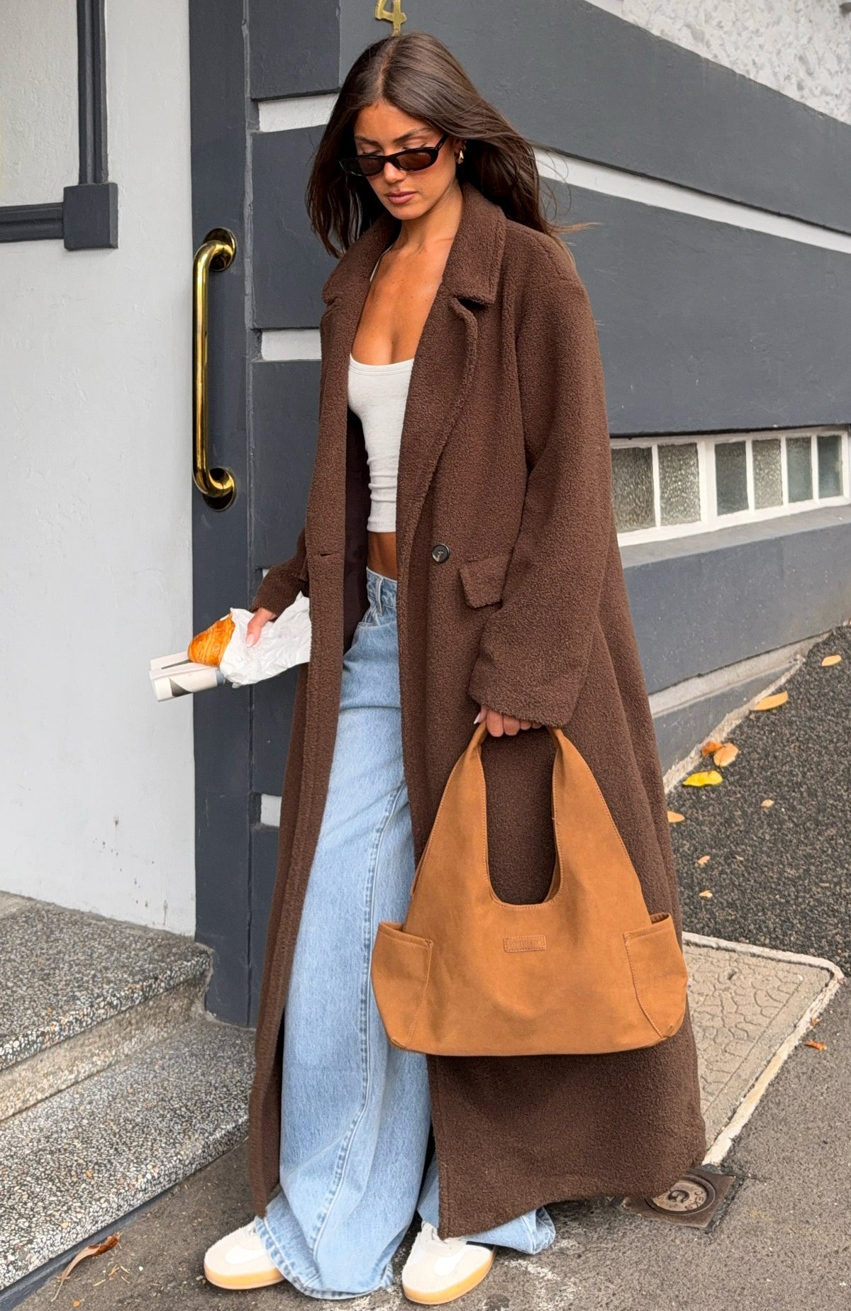White Fox Got To Go Teddy Coat Coffee