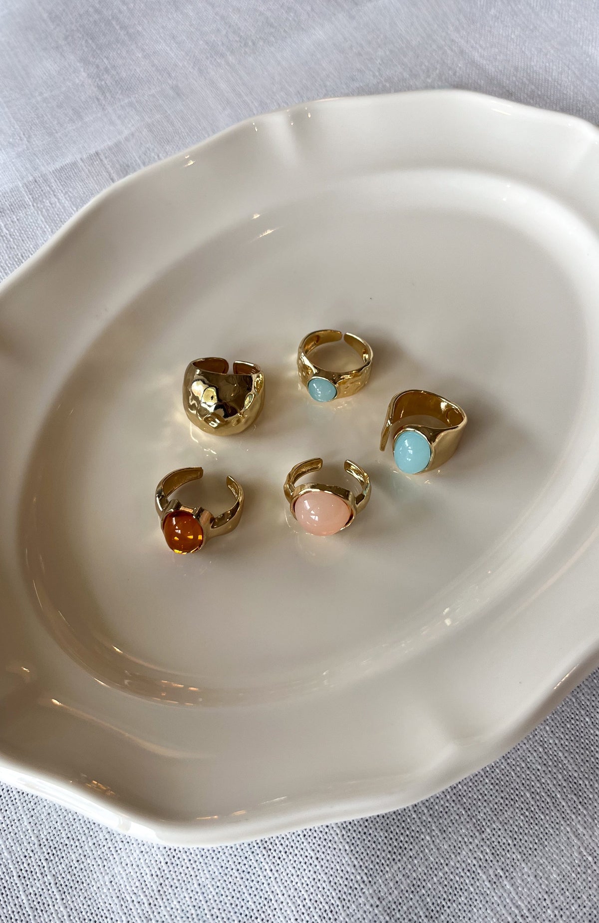 White Fox Emely Ring Set Gold/Multi