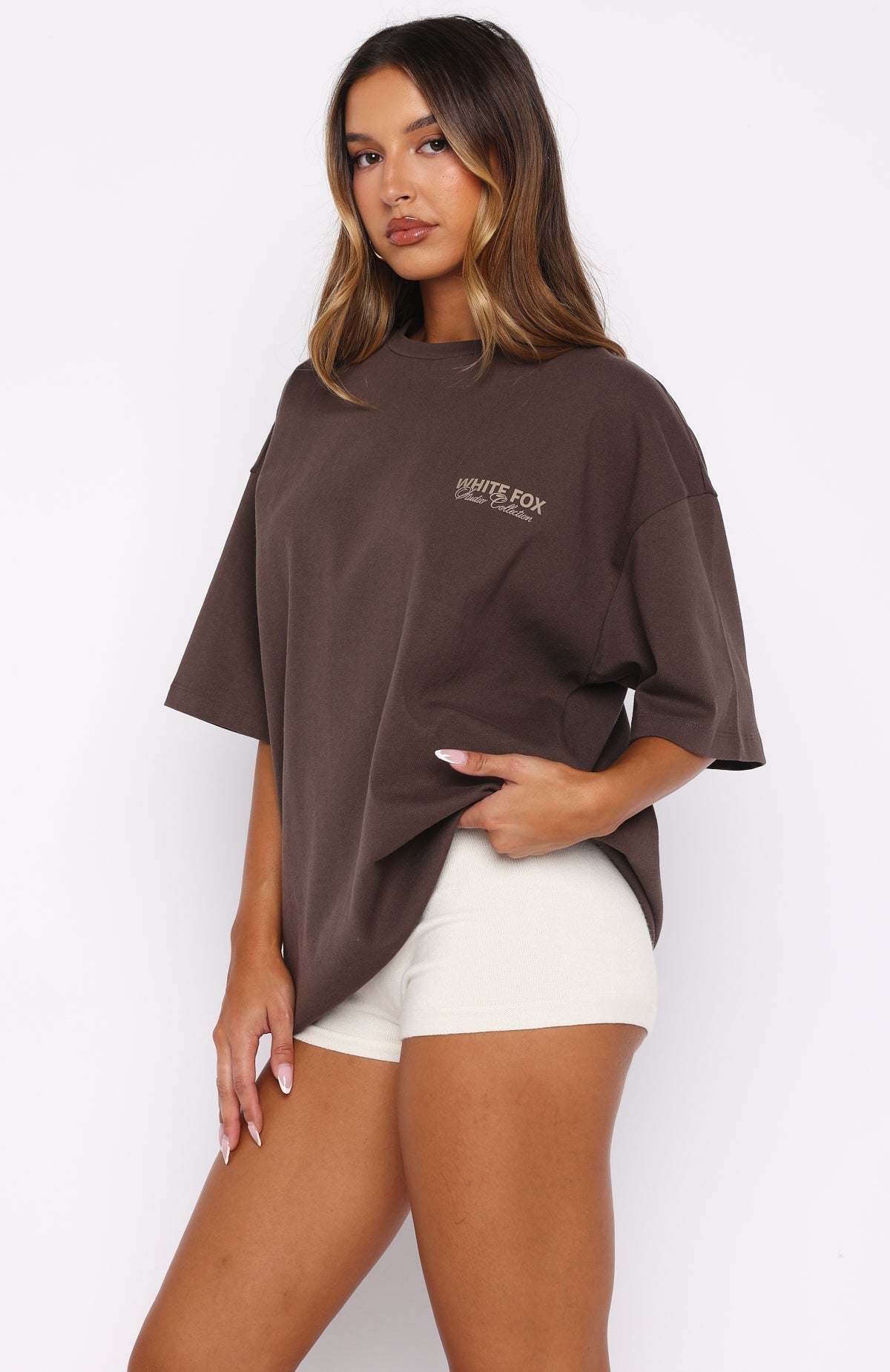 White Fox Having My Way Oversized Tee Chocolate