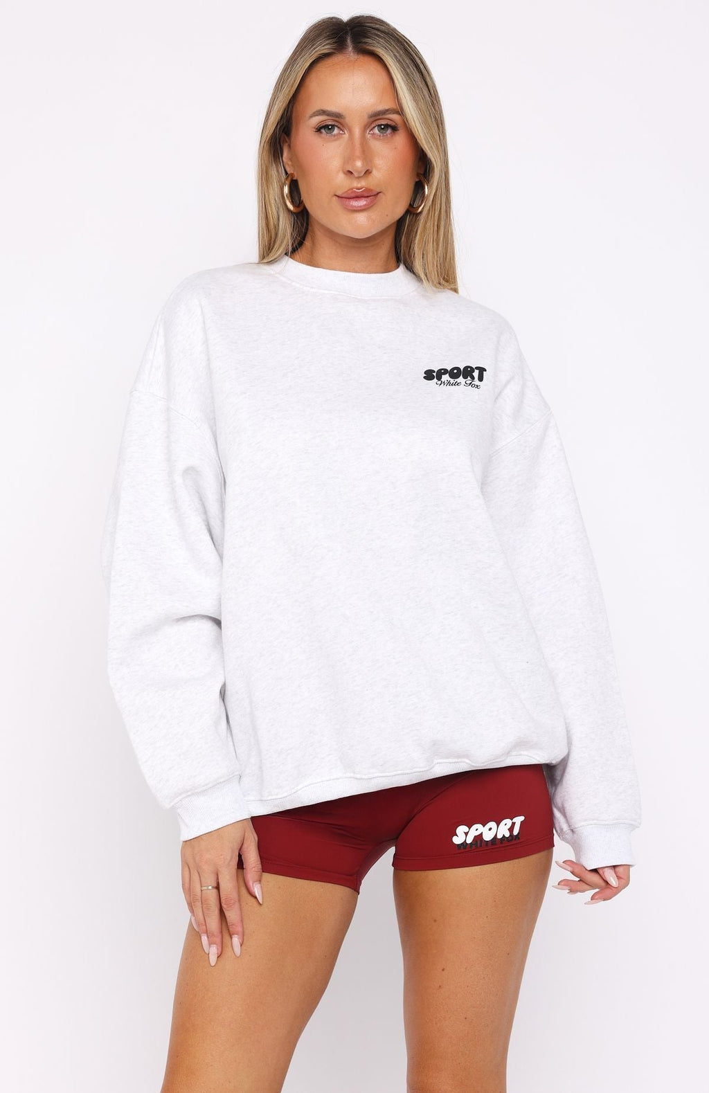 White Fox Club 14 Peyton Oversized Sweater Grey Marle