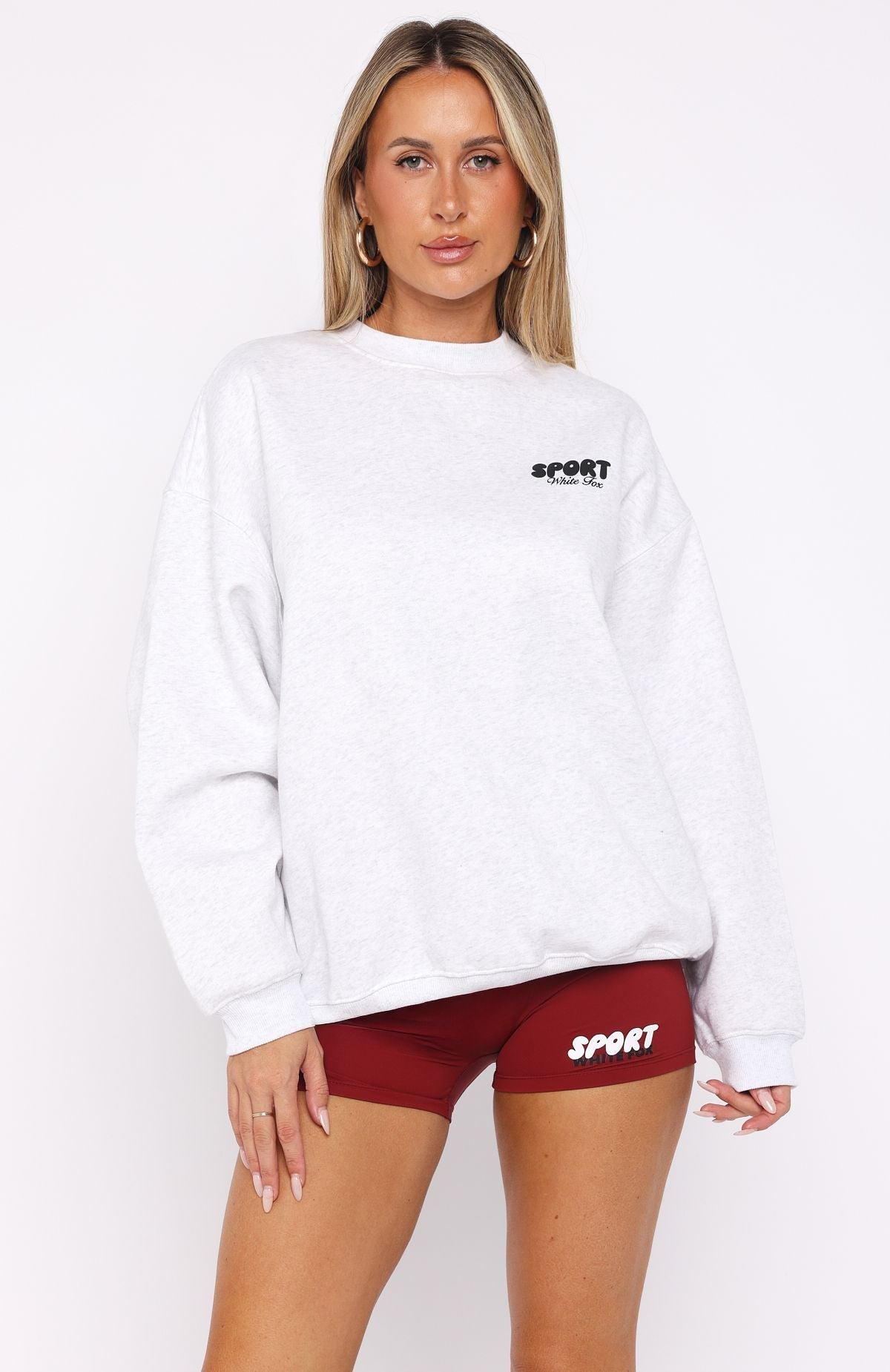 White Fox Club 14 Peyton Oversized Sweater Grey Marle