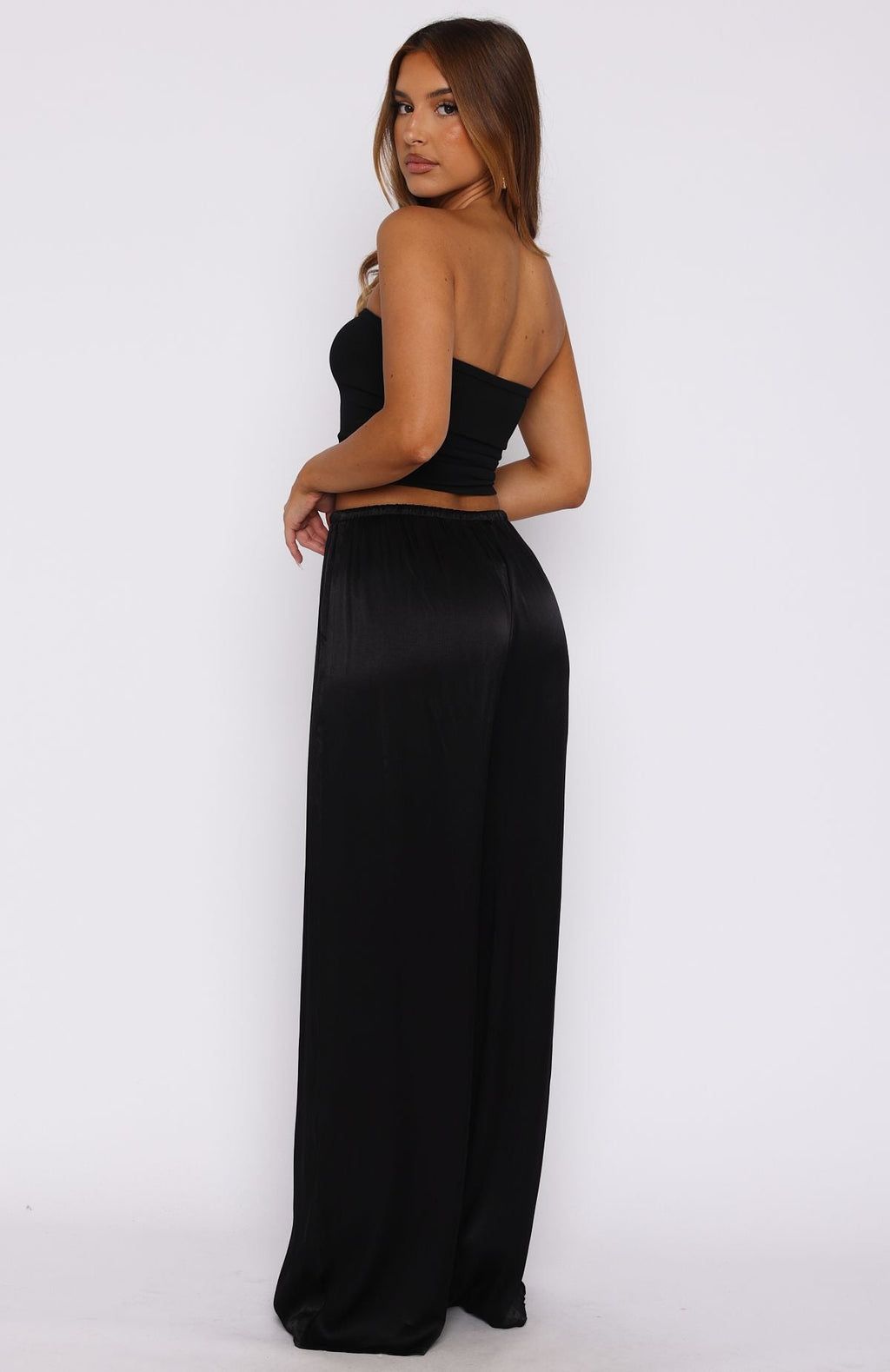 White Fox Catching Up Wide Leg Pants Black