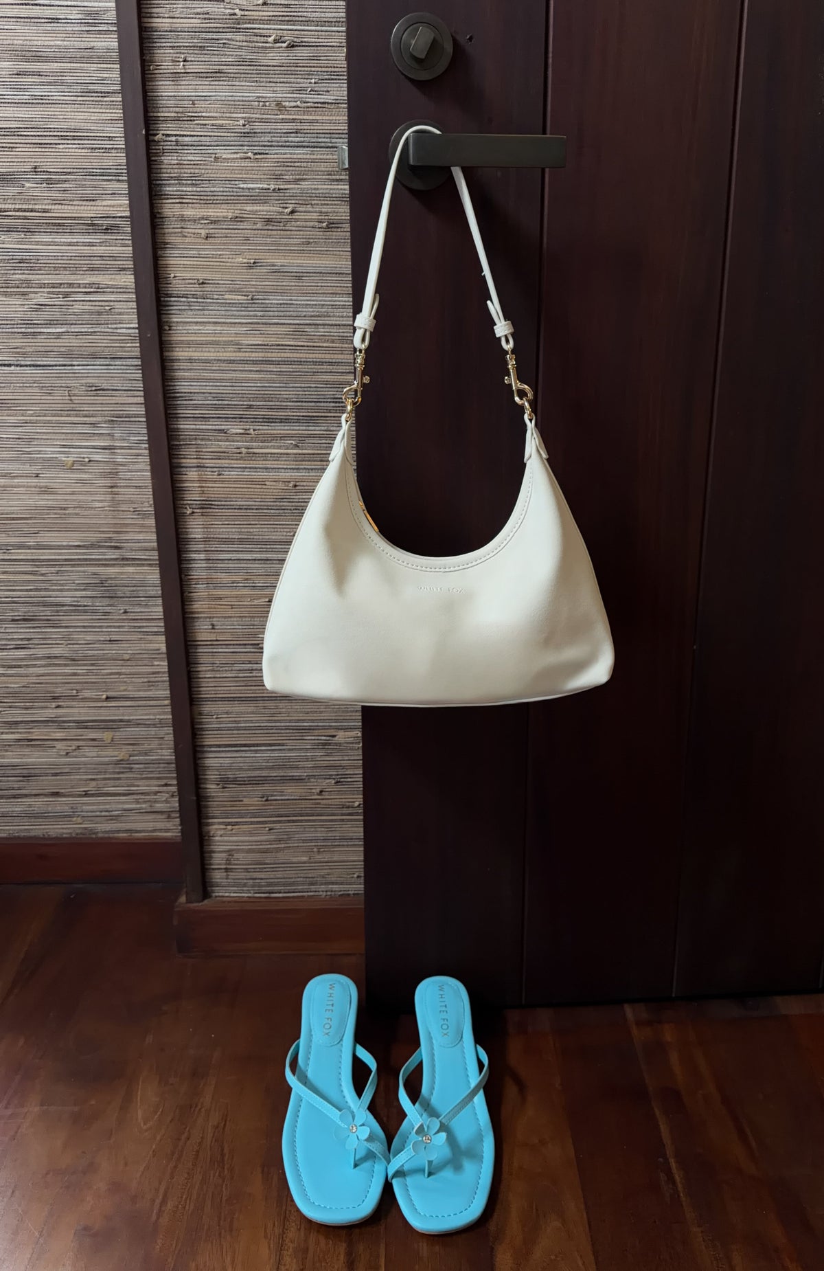 White Fox Jane Shoulder Bag Cream Faux Suede