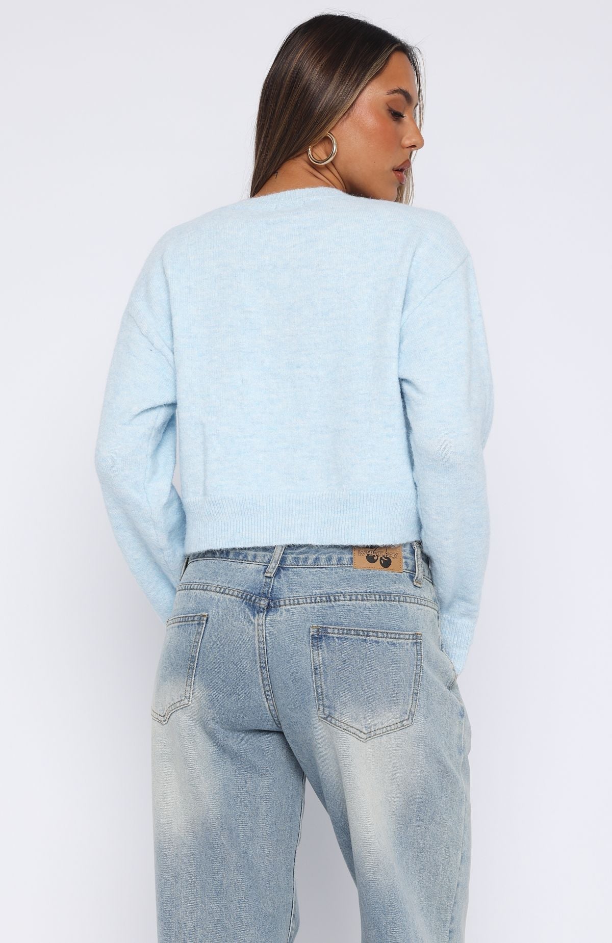 White Fox Warm Whispers Knit Cardigan Baby Blue