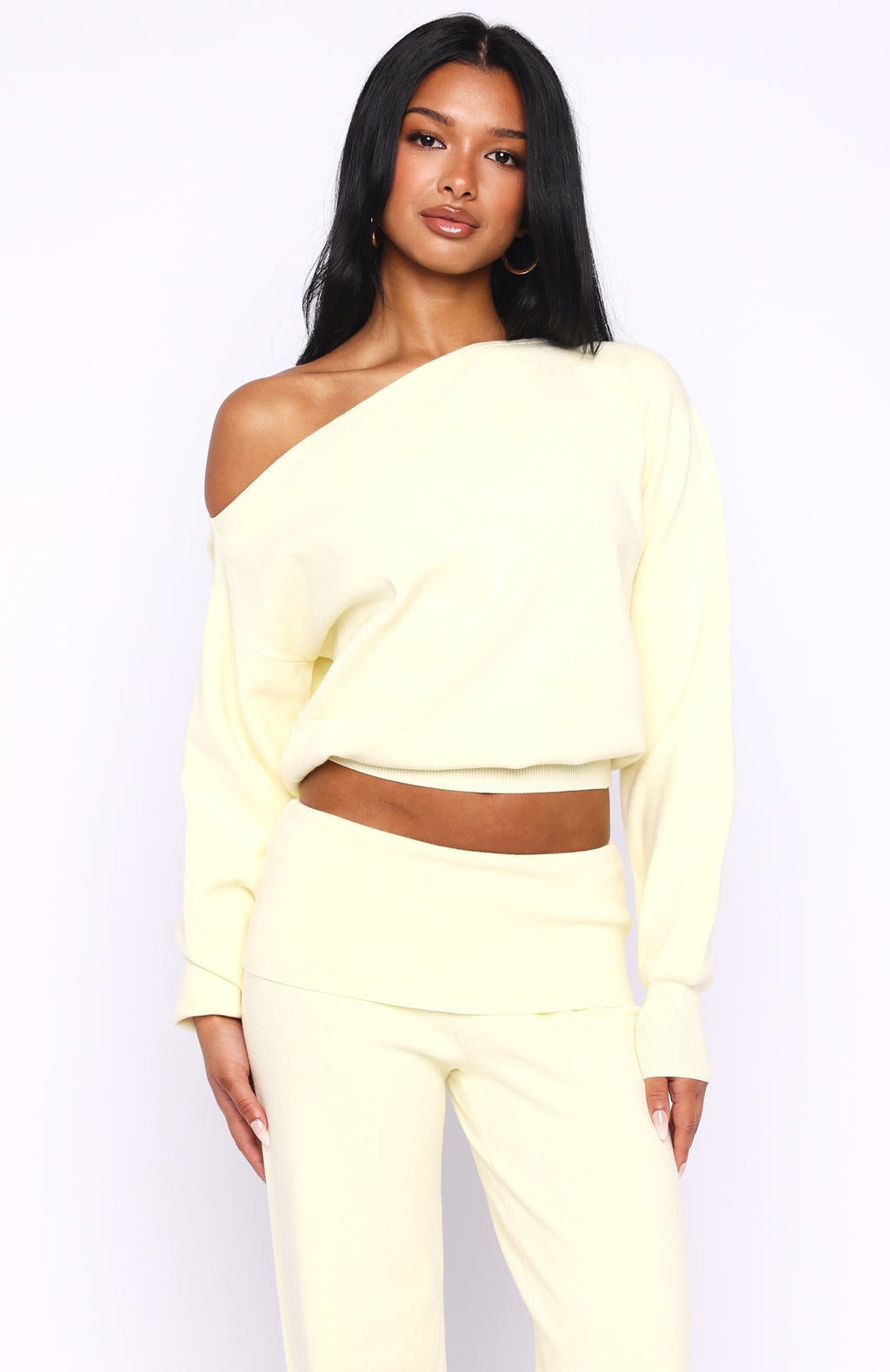 White Fox Can't Find The Words Knit Sweater Lemon