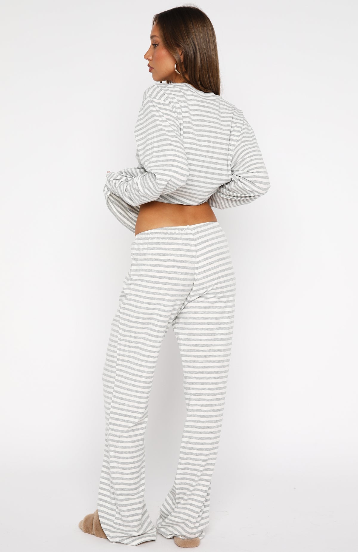 White Fox Slow Life Pyjama Pants Grey/White Stripe