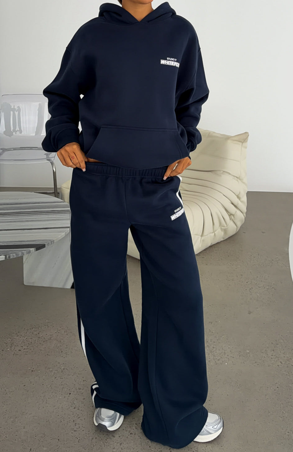 White Fox Studio 17 Spencer Oversized Hoodie Navy
