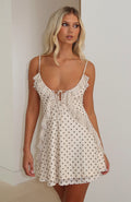 White Fox Can't Resist You Mini Dress Cream/Choc Polka Dot