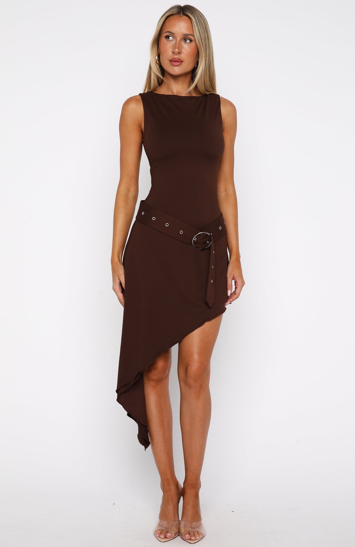White Fox Worth My Time Midi Dress Chocolate