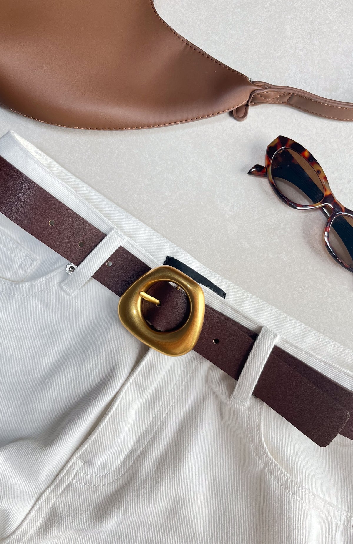 White Fox Opal Belt Chocolate/Gold