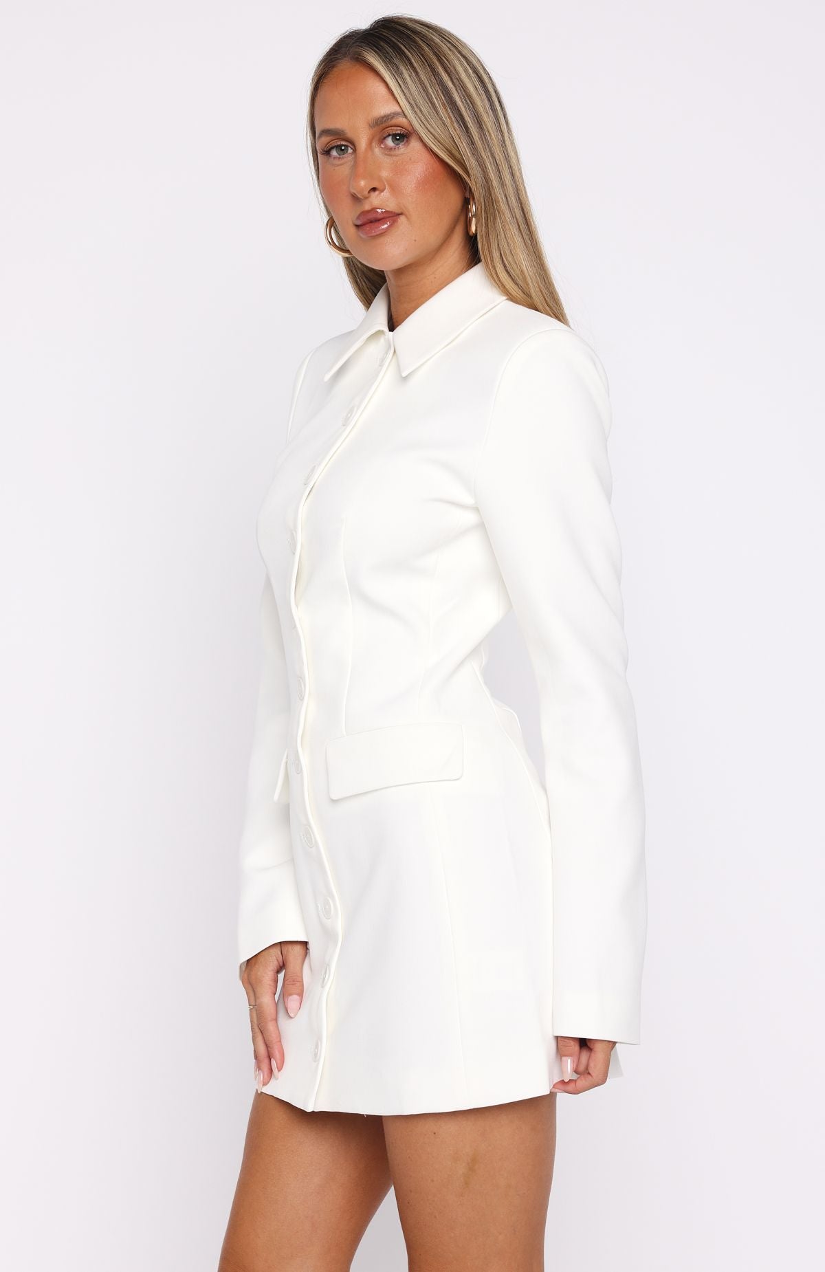 White Fox Alpha Femme Long Sleeve Mini Dress White