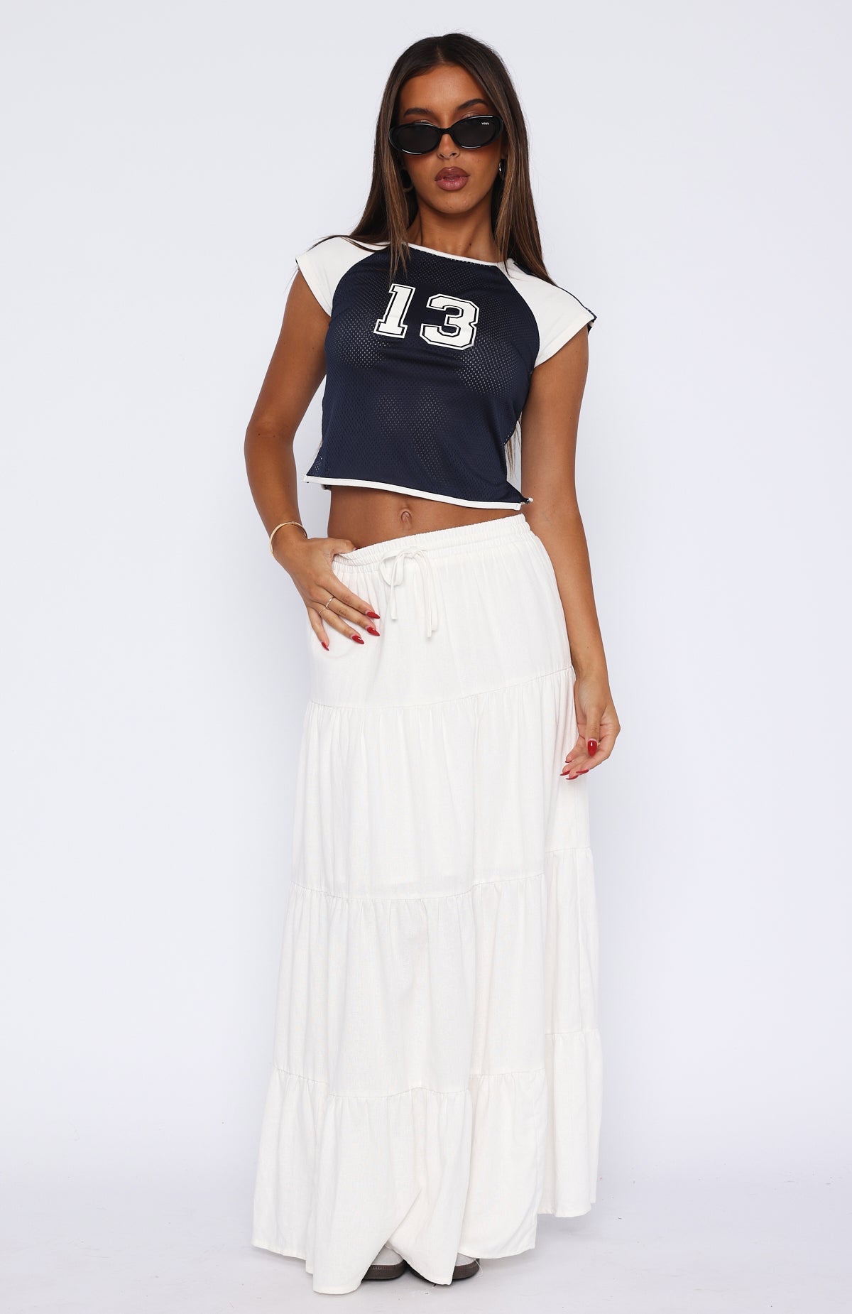White Fox In That Moment Maxi Skirt White