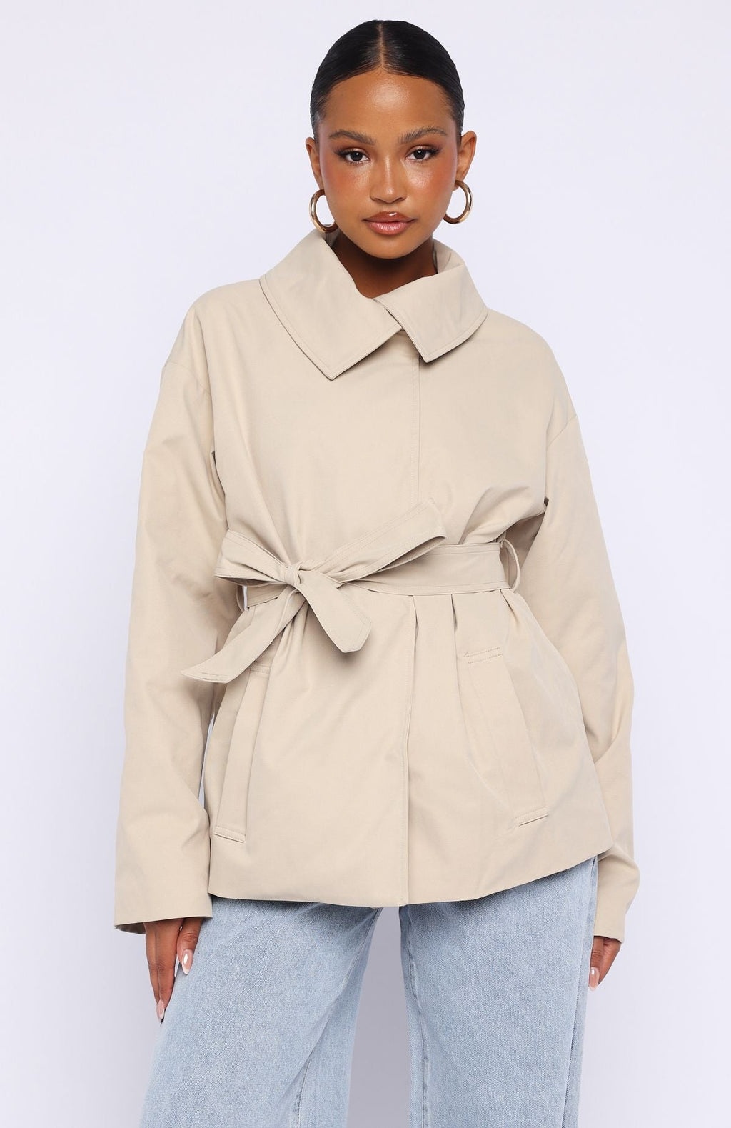 White Fox Could Touch Cropped Trench Jacket Sand