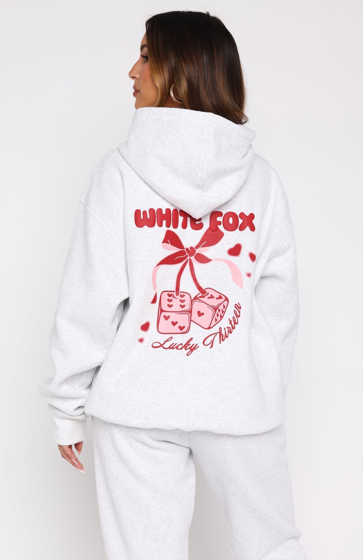 White Fox Lucky Thirteen Cheyenne Oversized Hoodie Grey Marle