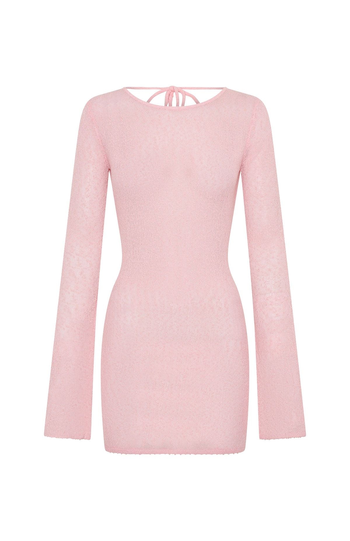 White Fox Stand And Stare Long Sleeve Mini Dress Blush Pink