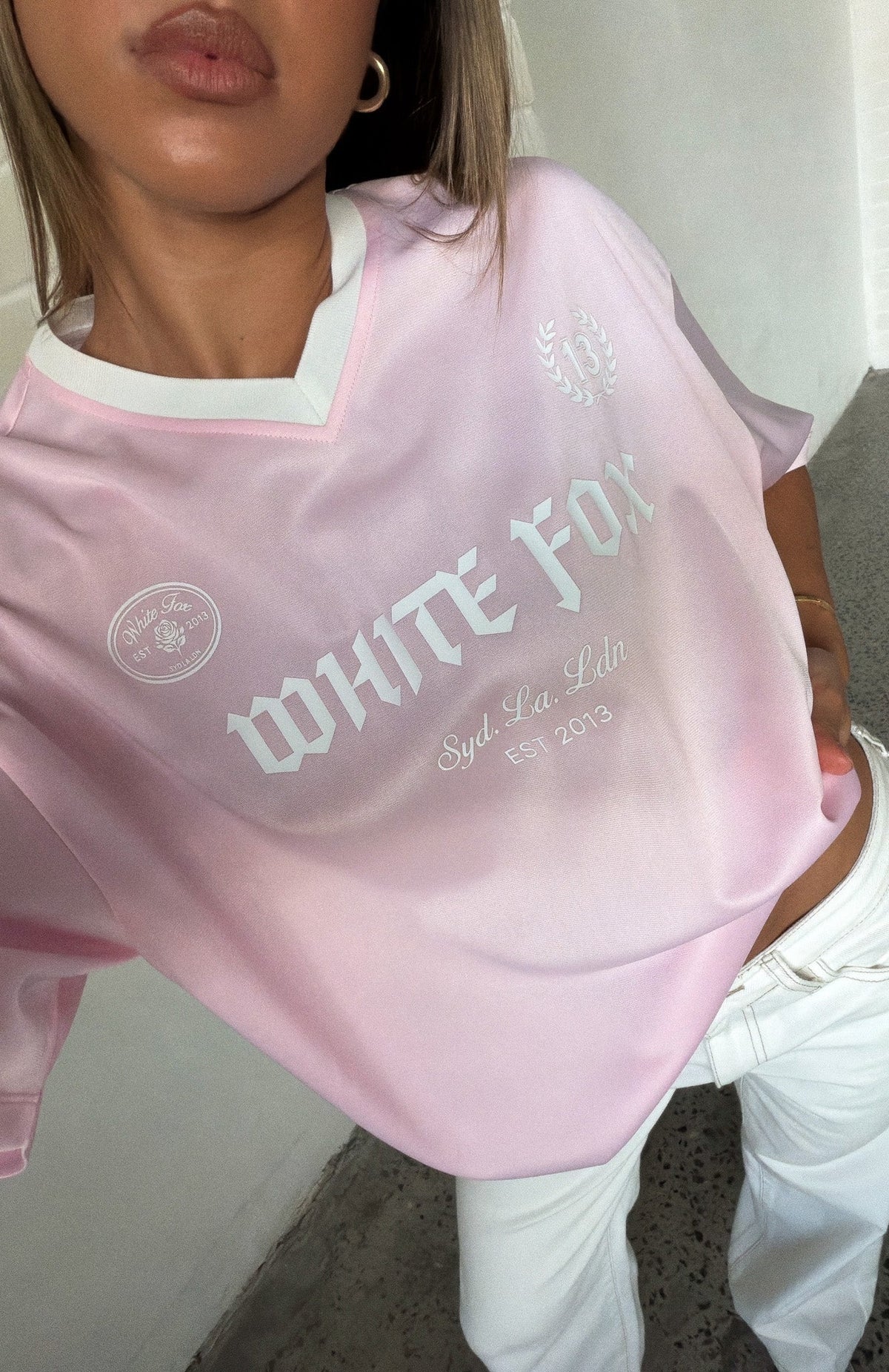 White Fox Came To Slay Oversized Jersey Pink