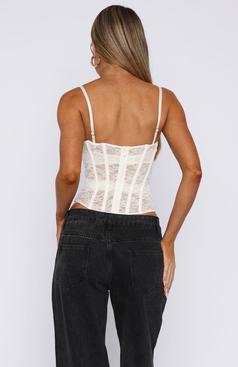 White Fox I'm Irreplaceable Lace Bustier Cream