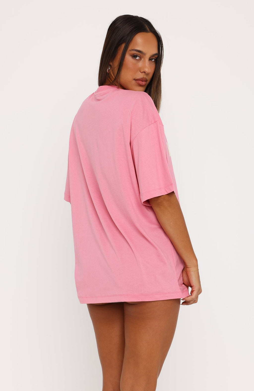 White Fox Lots To Go Over Oversized Tee Pink