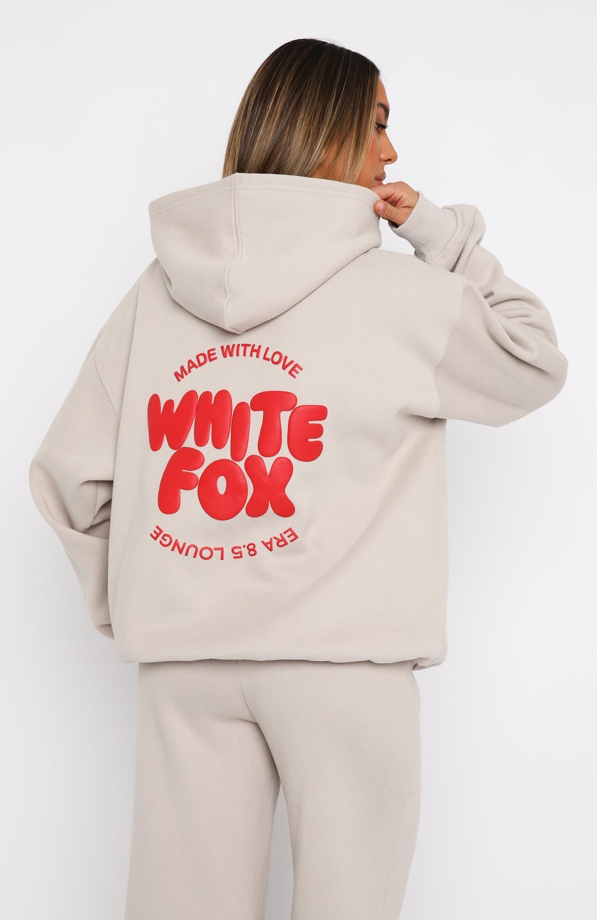 White Fox With Love For You Oversized Hoodie Moon