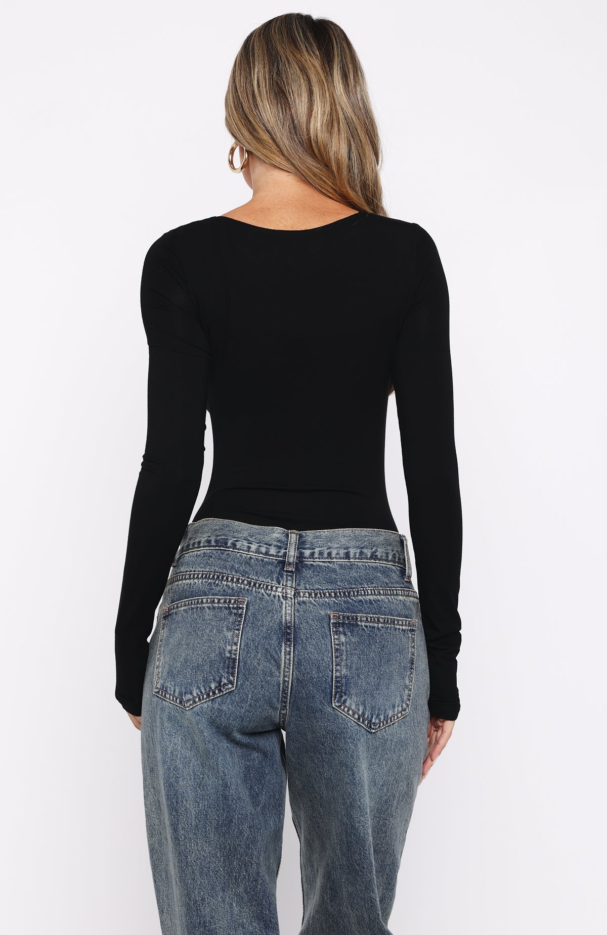 White Fox Girls Night Out Long Sleeve Bodysuit Black