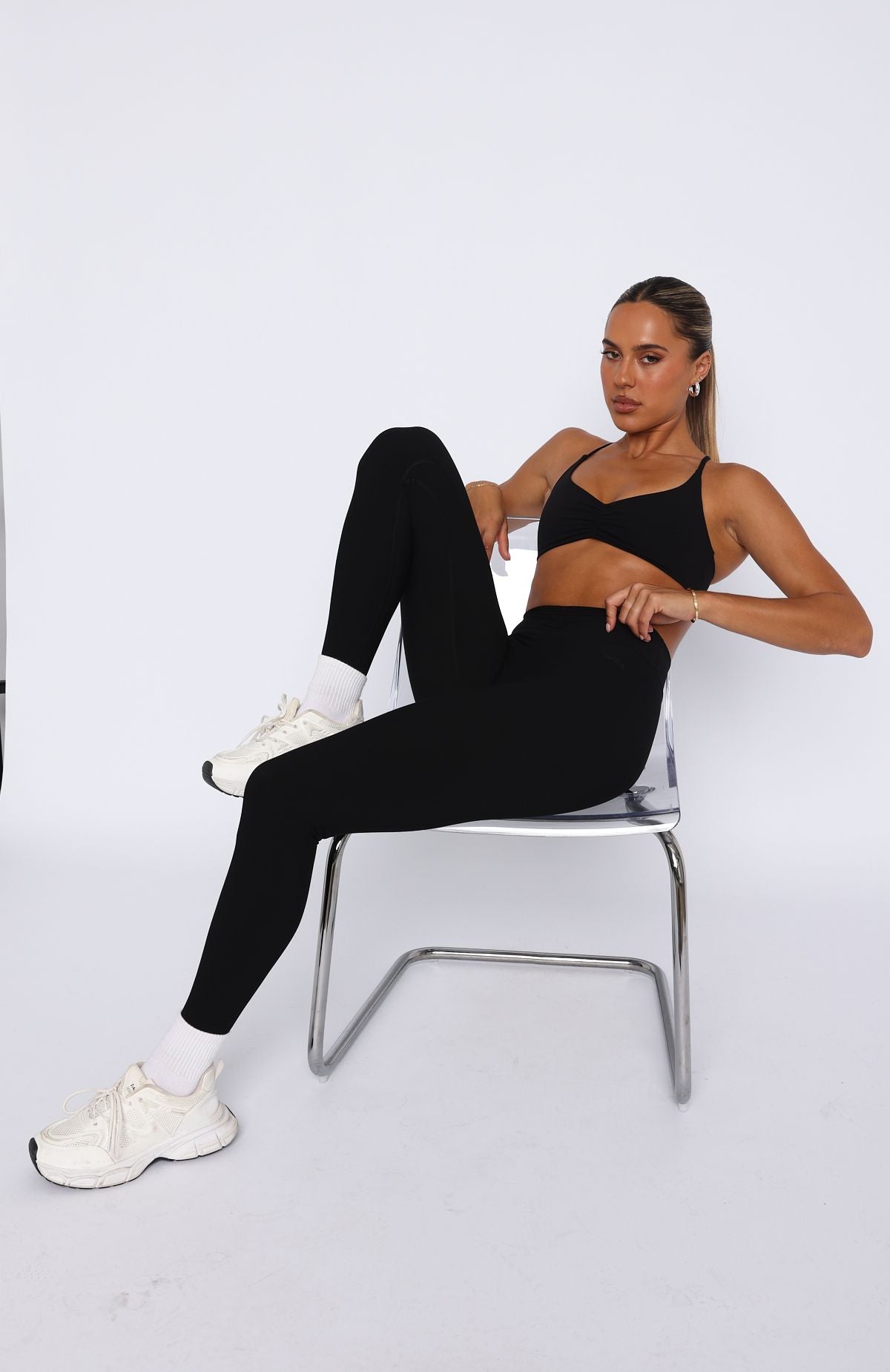 White Fox Propel High Waisted Leggings Black