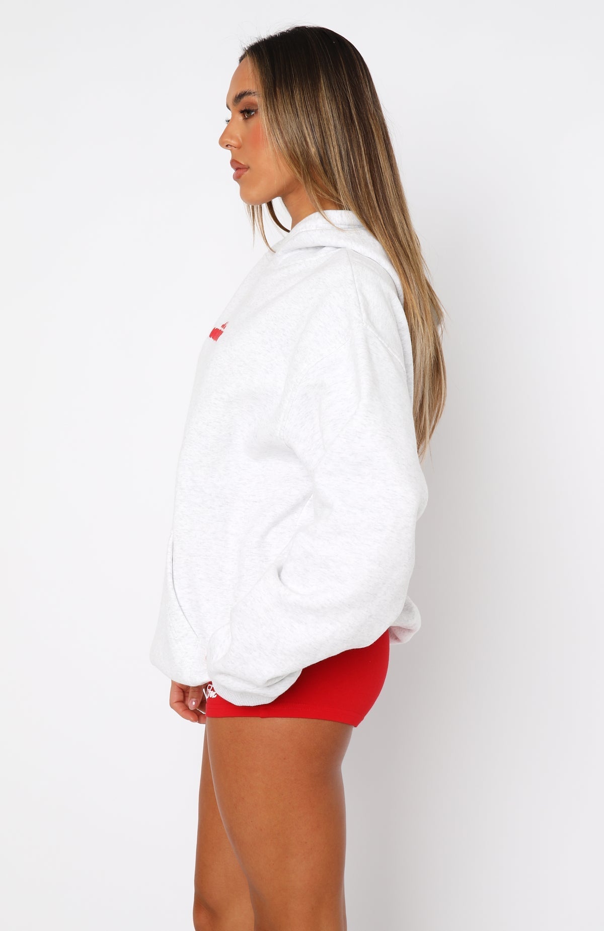 White Fox With Love In The Moment Oversized Hoodie Grey Marle