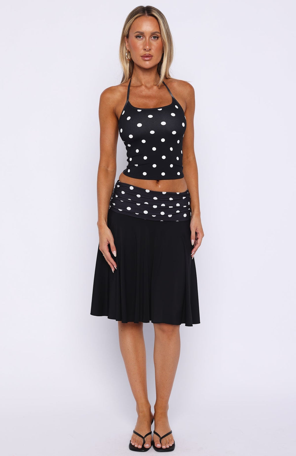 White Fox We've Got That Spark Midi Skirt Black