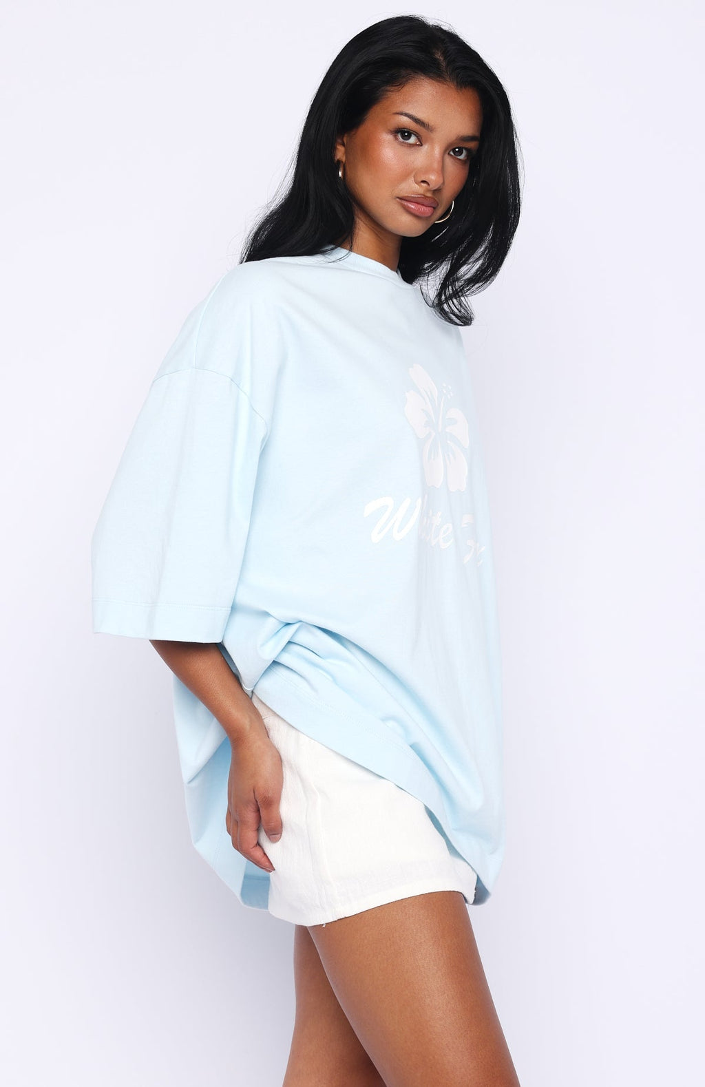 White Fox Own Your Glow Oversized Tee Blue