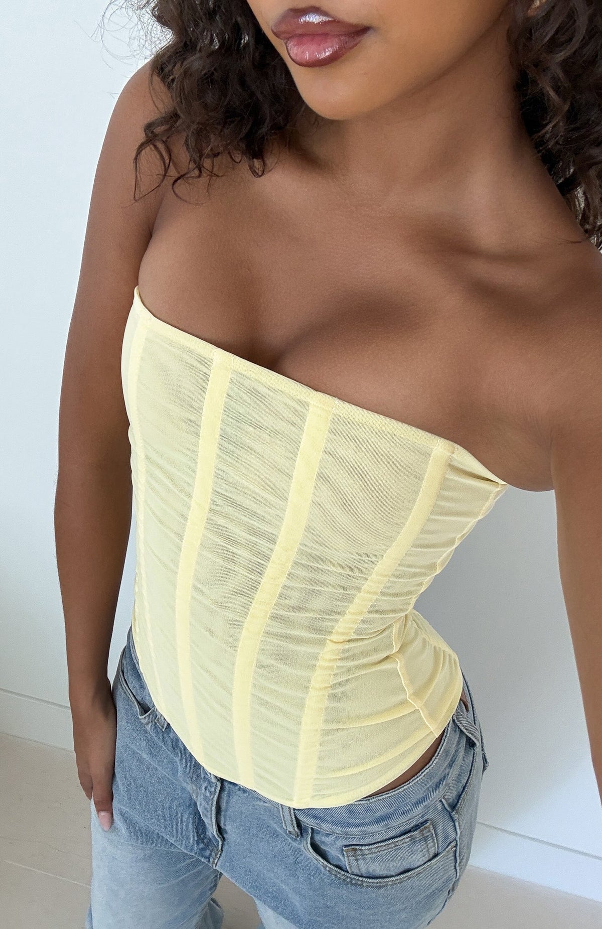 White Fox Tell Me A Secret Strapless Bustier Lemon