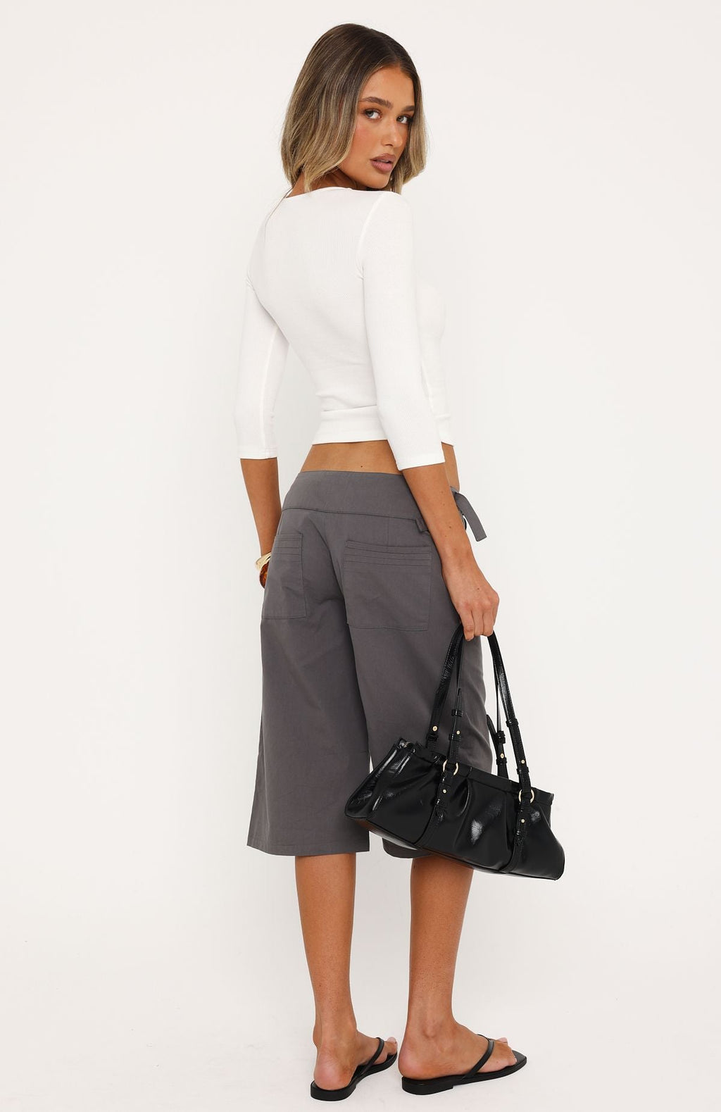 White Fox Get Ready With Me Capri Pants Grey