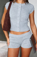 White Fox Almost Love Knit Top Grey