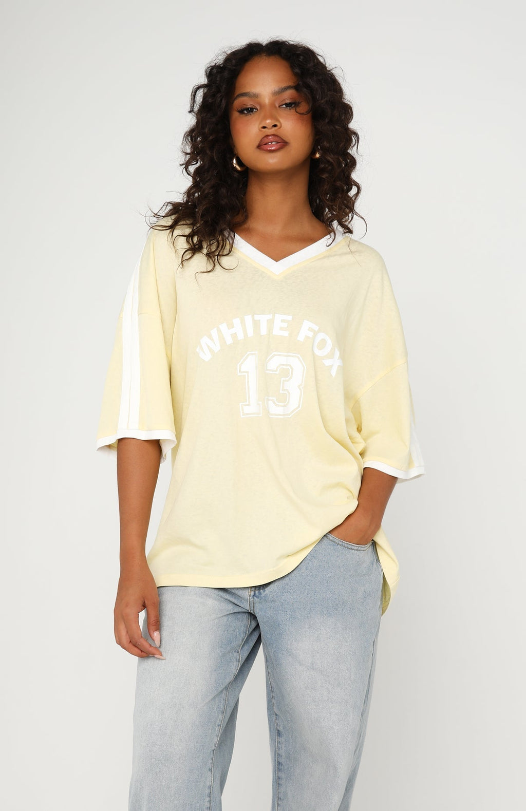 White Fox Sweet Vibe Oversized Sports Tee Lemon