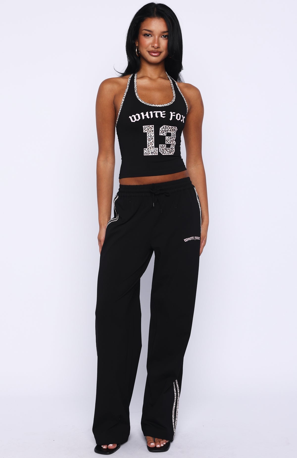 White Fox Boss Babe Vibes Halter Top Black