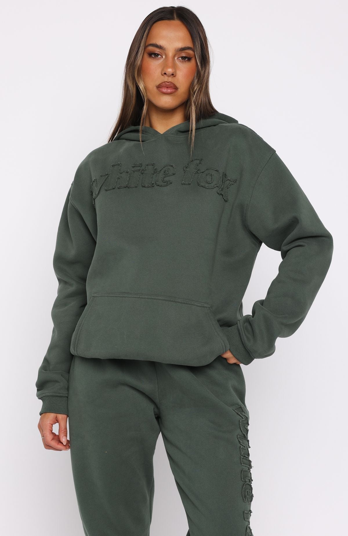 White Fox From The Archives Lexi Oversized Hoodie Khaki