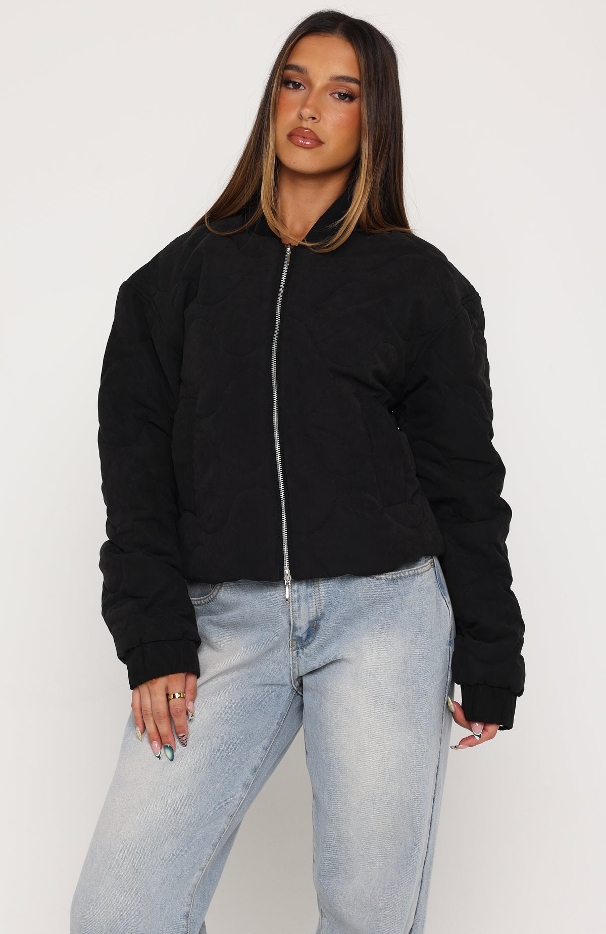 White Fox The Hieress Bomber Jacket Black
