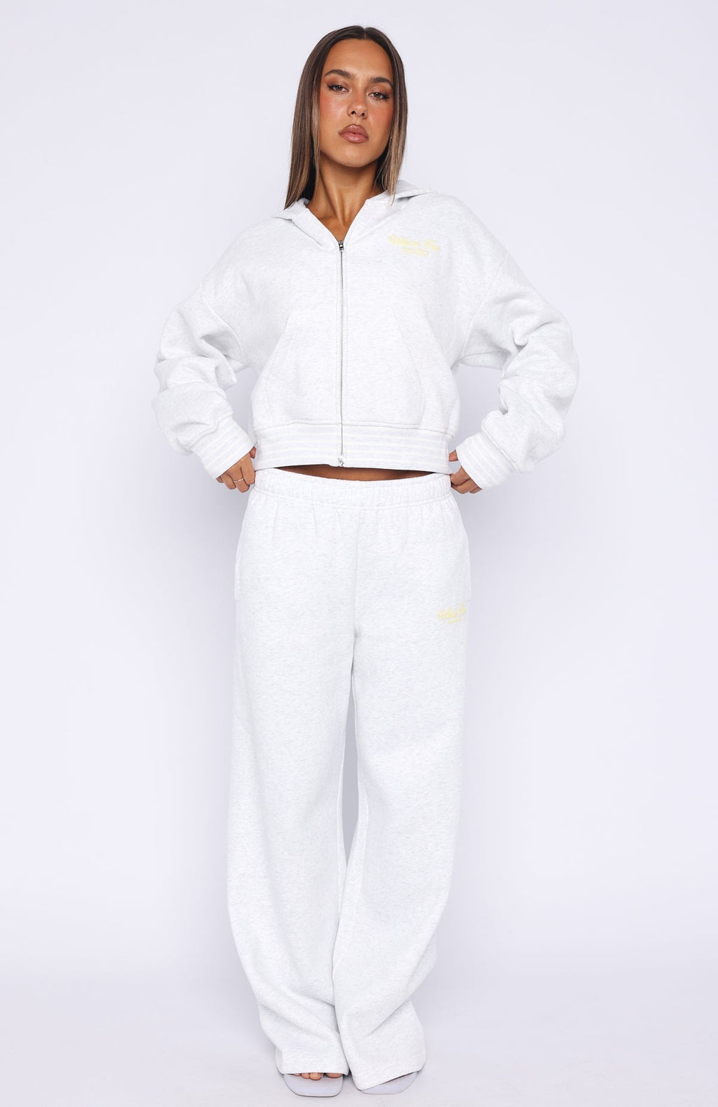 White Fox Verano Sixteen Lilia Wide Leg Sweatpants Grey Marle