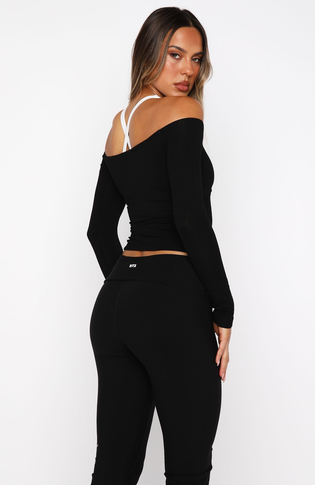 White Fox Mad For You Long Sleeve Top Black
