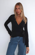 White Fox Cater To You Long Sleeve Top Black