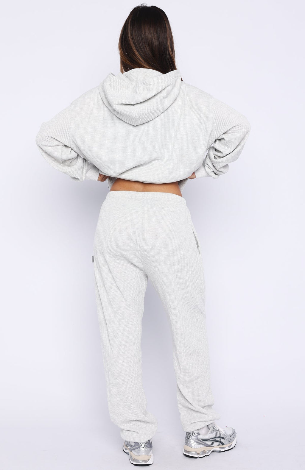 White Fox Moving Out Waffle Sweatpants Light Grey Marle