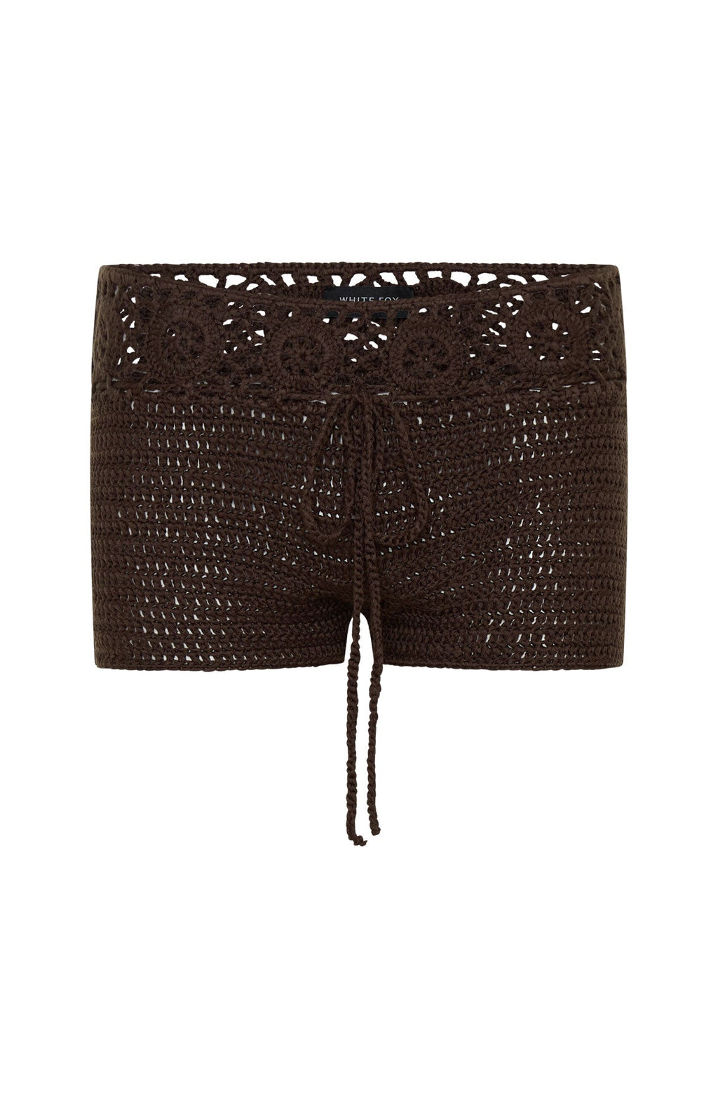 White Fox No Plans Crochet Shorts Chocolate