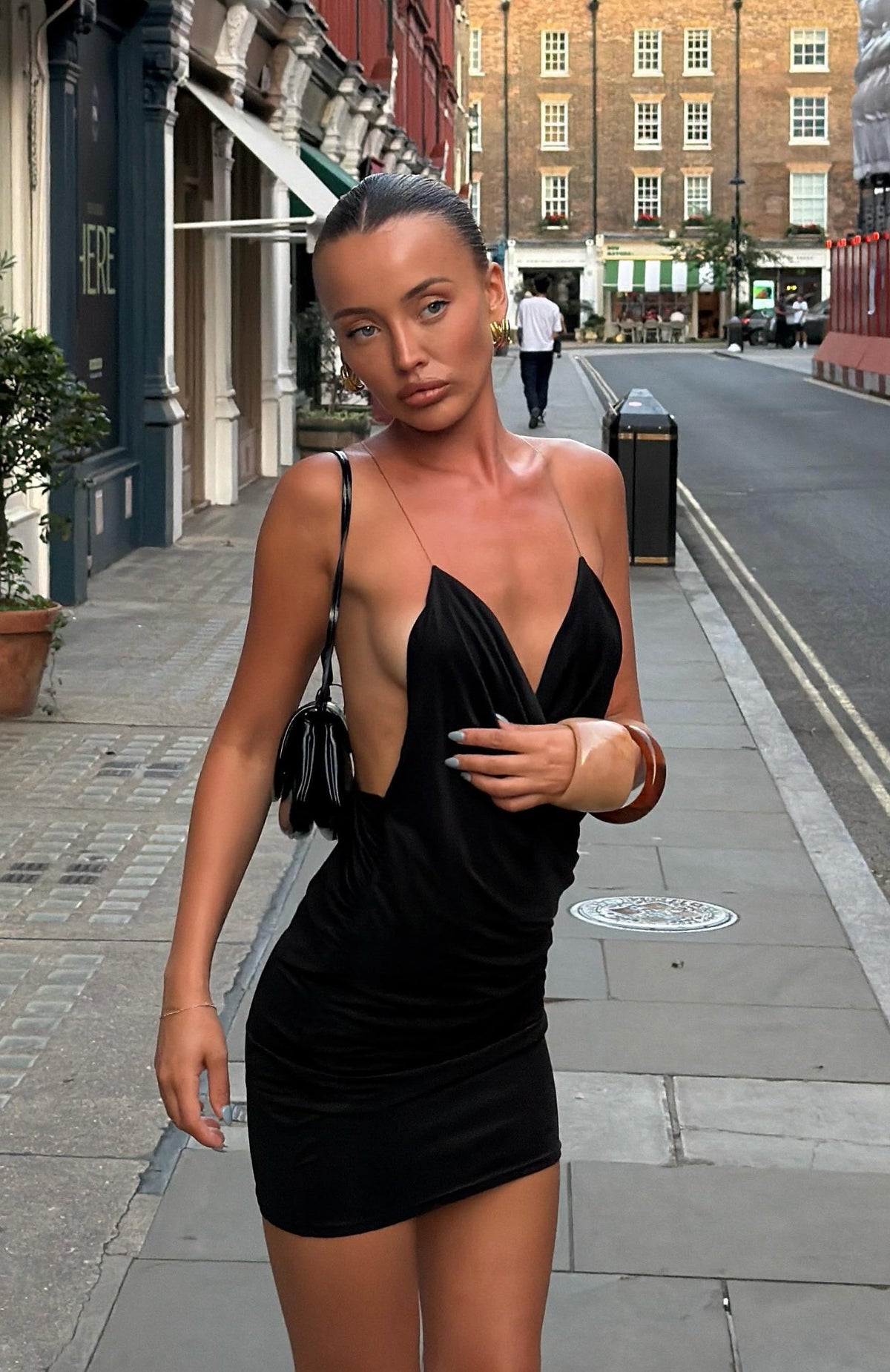 White Fox Made Me Blush Invisible Strap Mini Dress Black