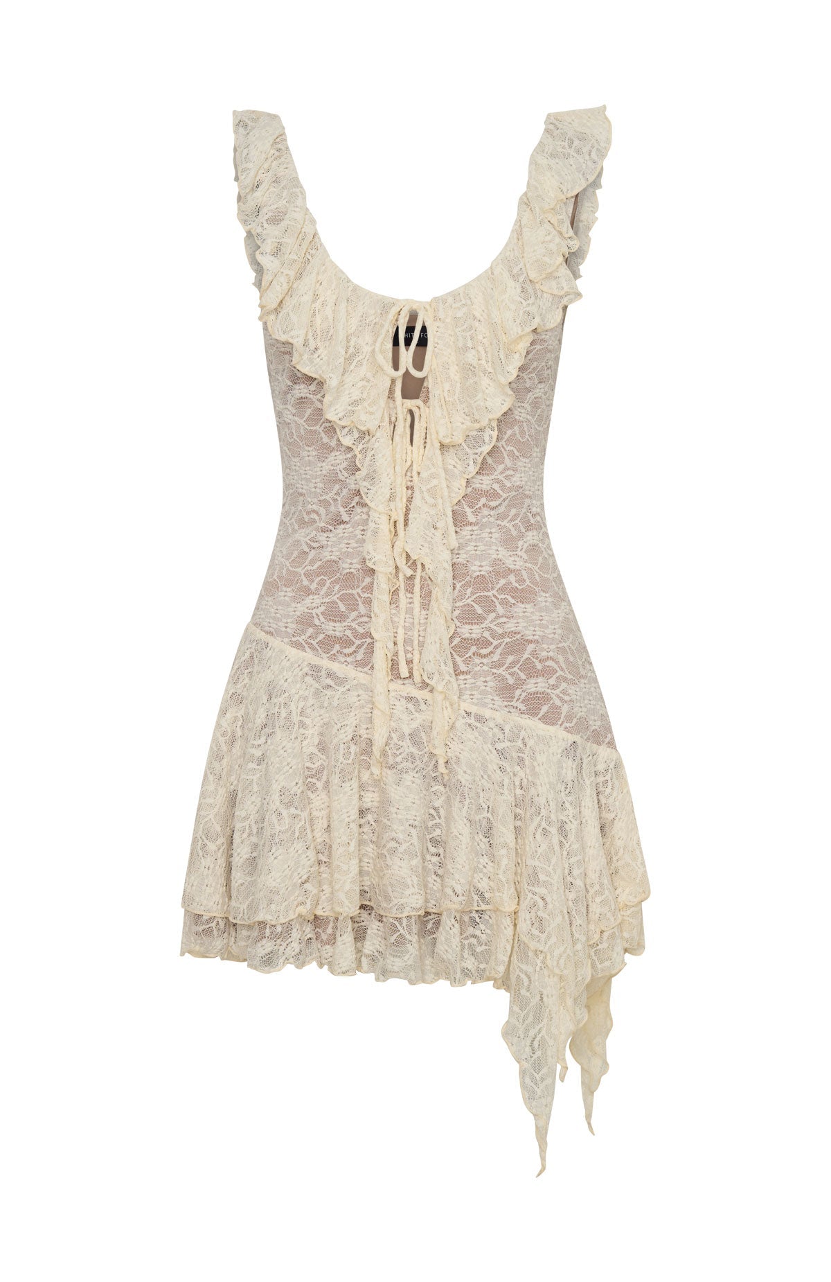White Fox Always Us Lace Mini Dress Off White