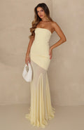 White Fox Sending My Best Strapless Maxi Dress Lemon